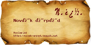 Novák Árpád névjegykártya