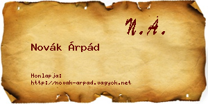 Novák Árpád névjegykártya